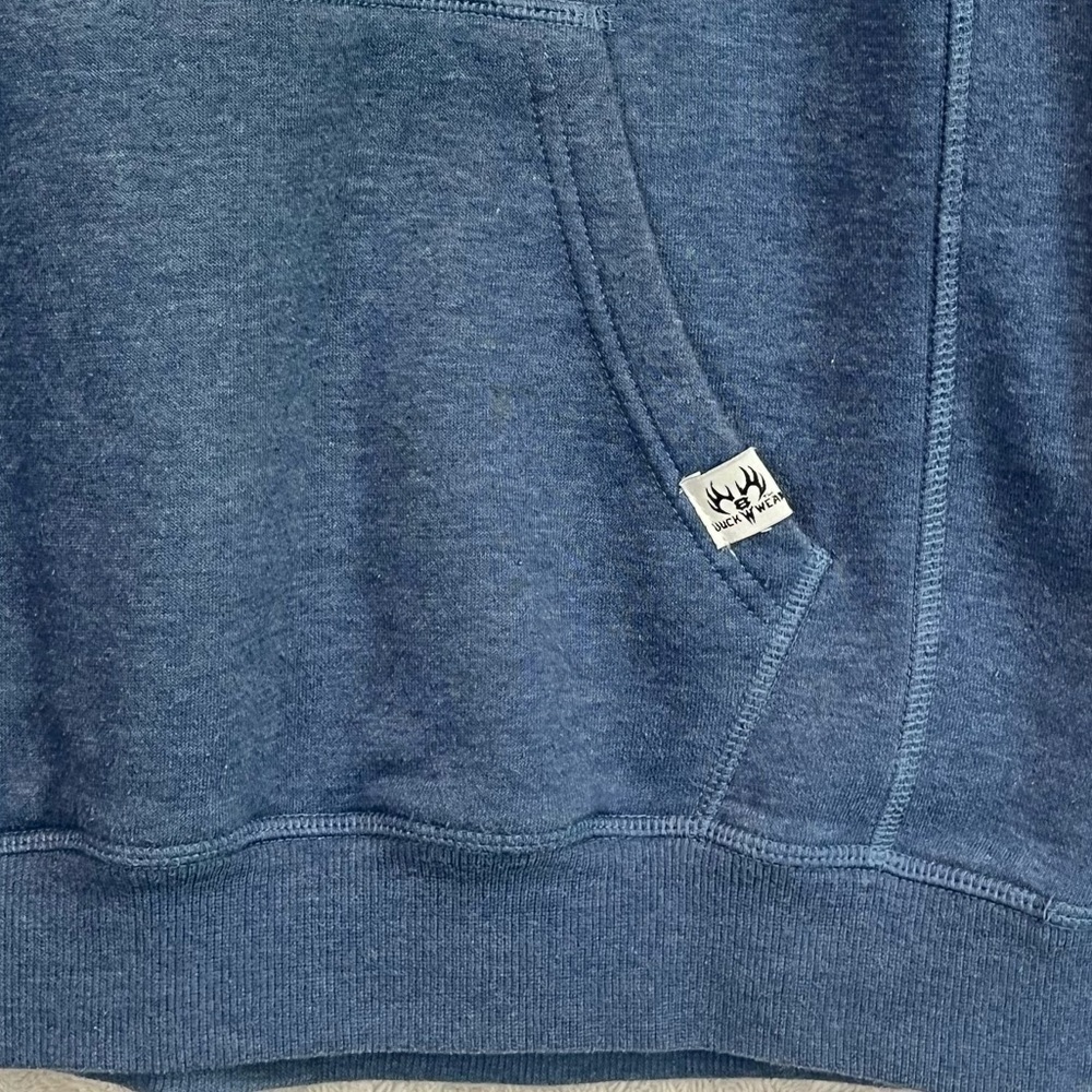 Buck Wear Blue Sweatshirt Hoodie Sz L STAND PROUD USA Flag - Picture 4 of 14